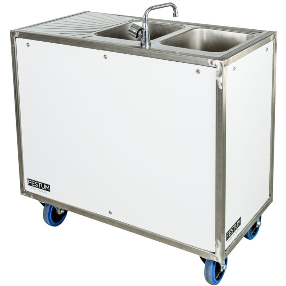 Spoelbar met 2 wasbakken - 100cm - wit