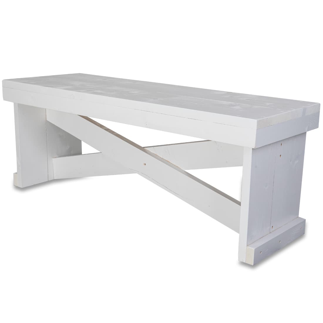 Bankje steigerhout wit